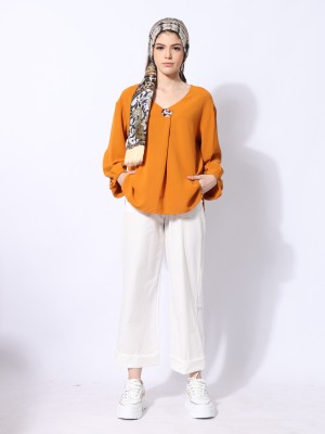 Ramadhan Moon Button Fold Long Sleeve Top