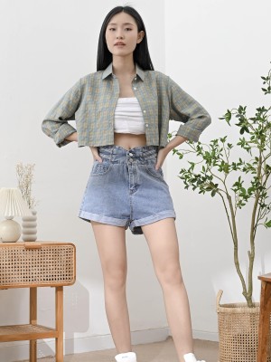 Checkered Crop Shirt