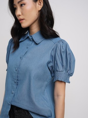 HG Puff Sleeves Blue Shirt