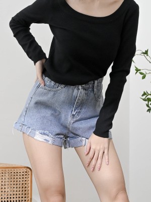 Ripped Short Denim