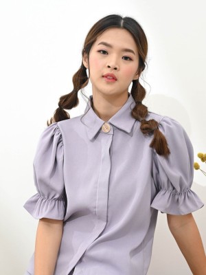 2 pcs Set Puff Sleeves Shirt and Short