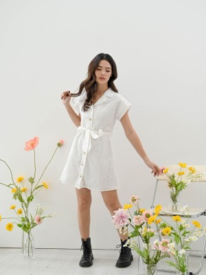 BFP Eyelet margeret shirt dress with fabric belt