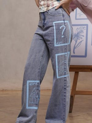 ER Rectangle Sketch Wide Leg Washed Denim