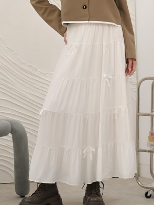 SMARTEN TieredElasticWaist Flower Eyelet Skirt R01