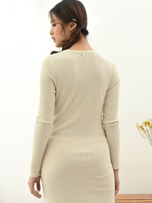 Peep Hole Knit Midi Dress