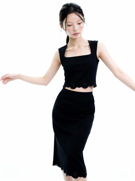 Jolly 2 pcs Set Laser Cut Top and Skirt