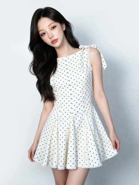 ELITE White Suede Ribbon Shoulder Bow Mini Dress