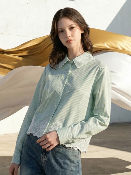 EID Collar Embroidery Stripes Shirt