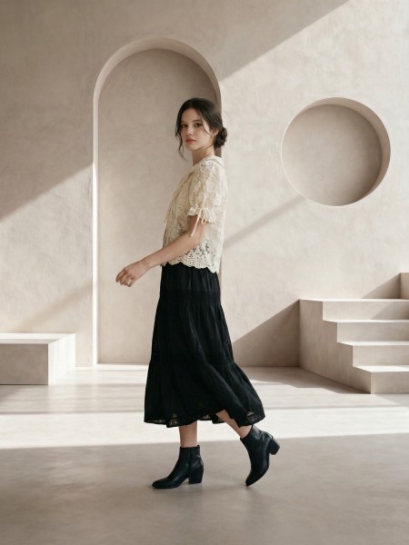 EID Flower Eyelet Embroidery Shell TiedCardiganRO1