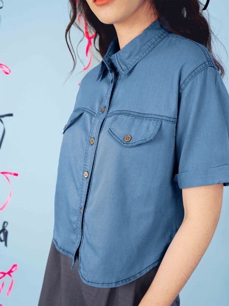 PT Folded Sleeves Denim Shirt