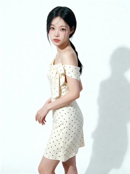 Kayleen Dotty Off Shoulder Tied Dress