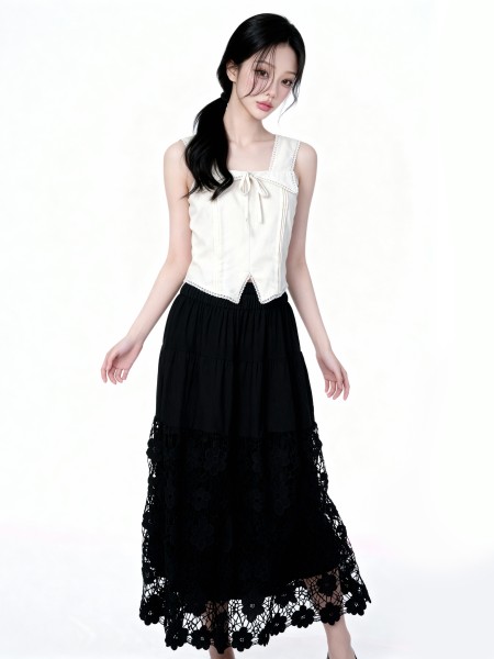 Megan Bottom Eyelet Embroidery Long Skirt
