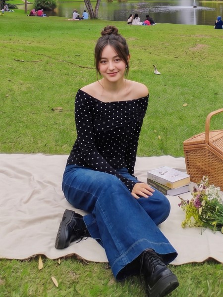 PG Polkadot Off Shoulder Overlap Tee
