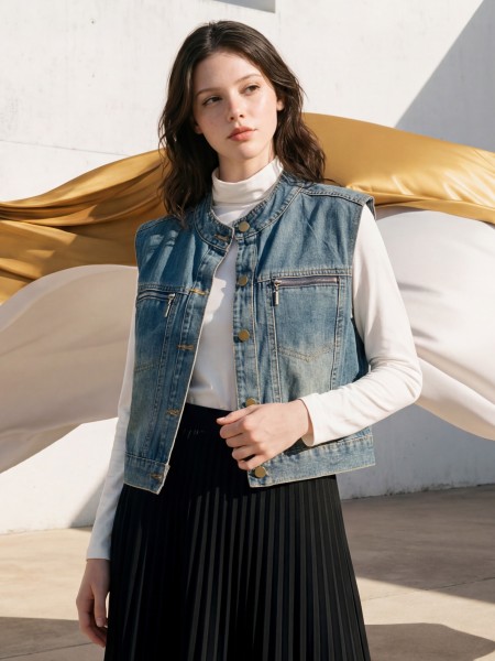 EID Arora Pocket Zip Denim Vest