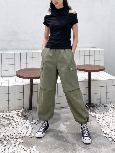 PG Draped Off Shoulder Short Sleeves Tee
