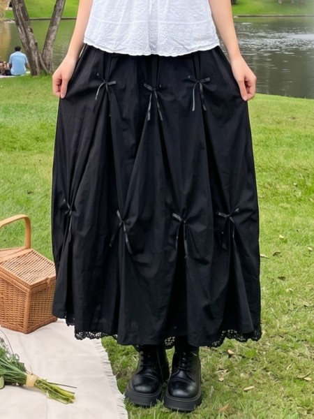 PG Ribbon Pinch With Inner Lace Maxi Skirt