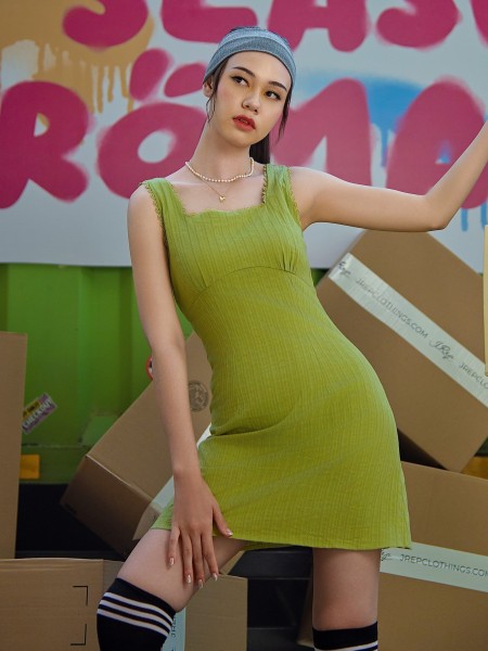 SEA Textured Square Neck Mini Dress