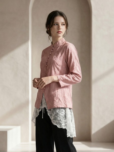 ELITE 2pcs Embroidery Top With Lace Tied