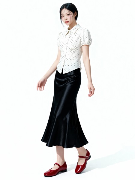 Jess Polka Back Elastic Shirt