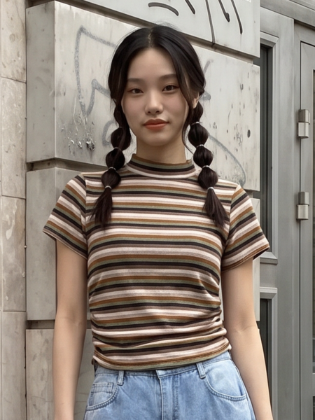 JR CORE NRC Vintage Stripes High Neck Tee
