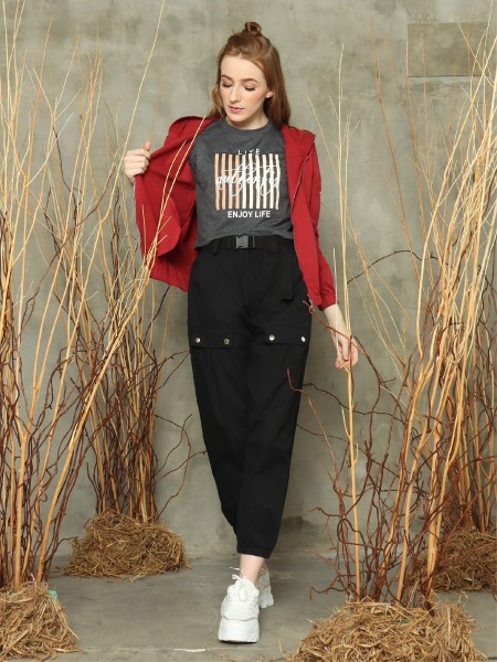 Flower embroidery sleeve hoodie jacket 