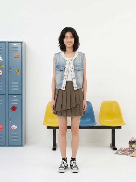 NRC Crochet Sewn Light Denim Vest