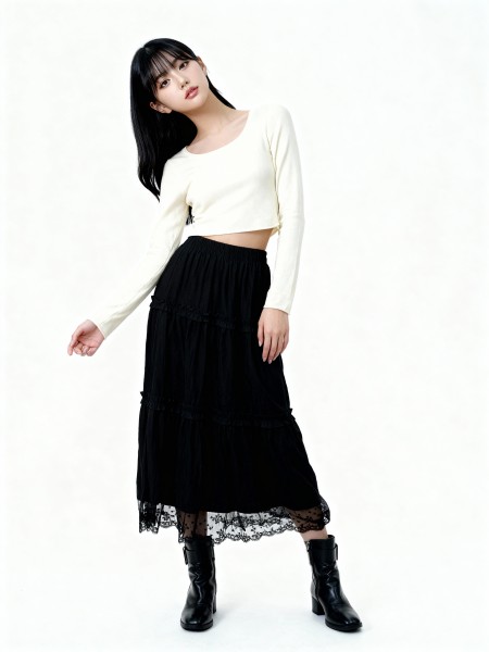 Low Round Neck Knit Top