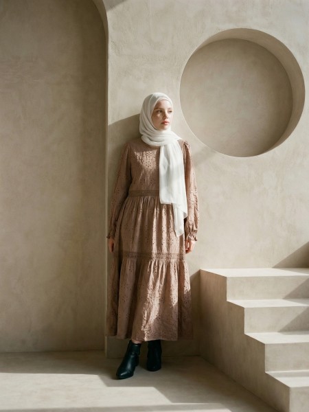 EID Tiered Embroidery Maxi Dress