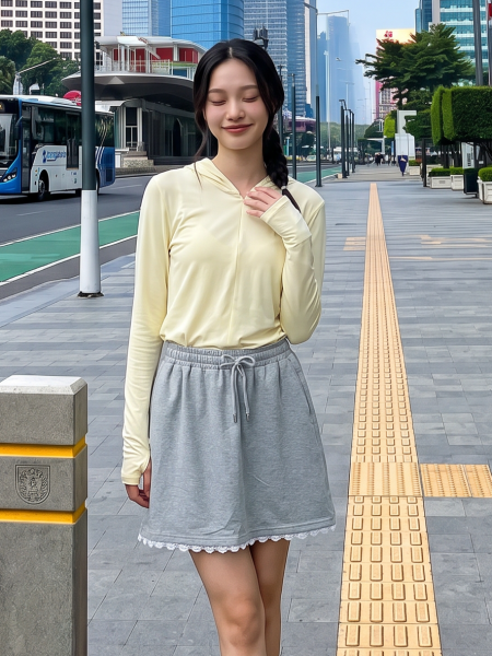 JR NRC Sheer Hoodie Zip Up Long Top