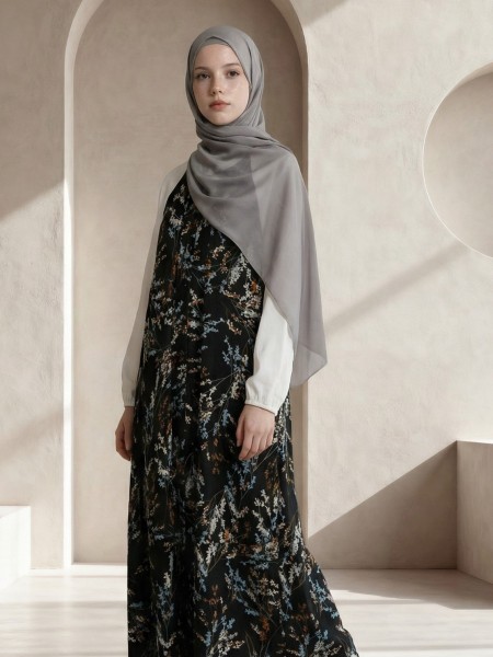 ELITE EID Asih Flower Print Gamis