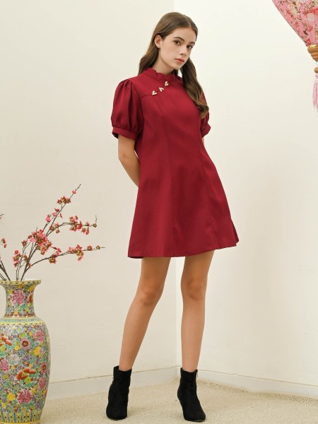 CNY24 Heart Shape Button Dress