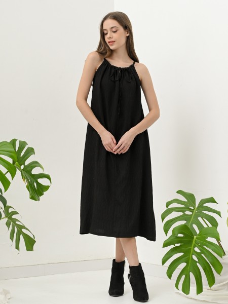 FELIZ23 Maxi Drawstring Neckline Dress