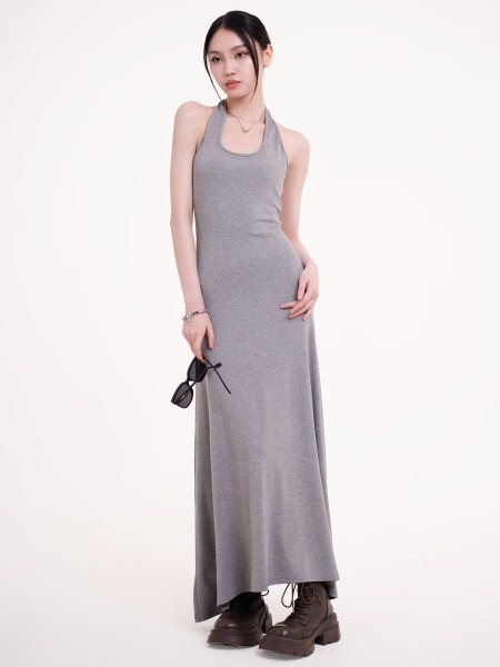 SMARTEN JERSEY MIDI HALTER DRESS