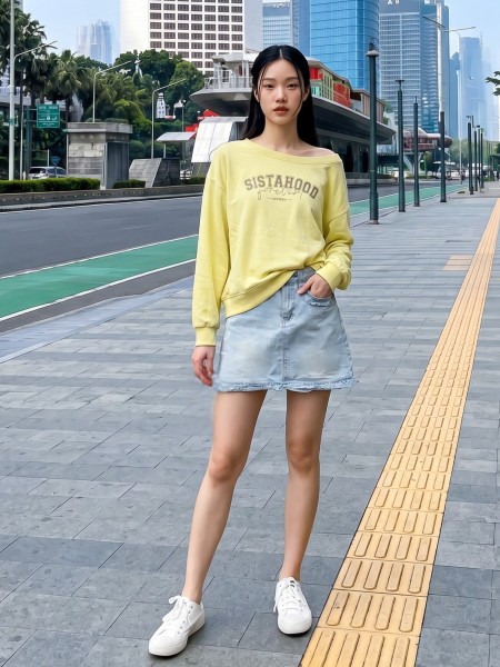 JR NRC Ruffles Pocket Light Denim Mini Skort