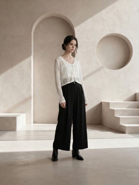 EID Crochet Front Tied Cardigan