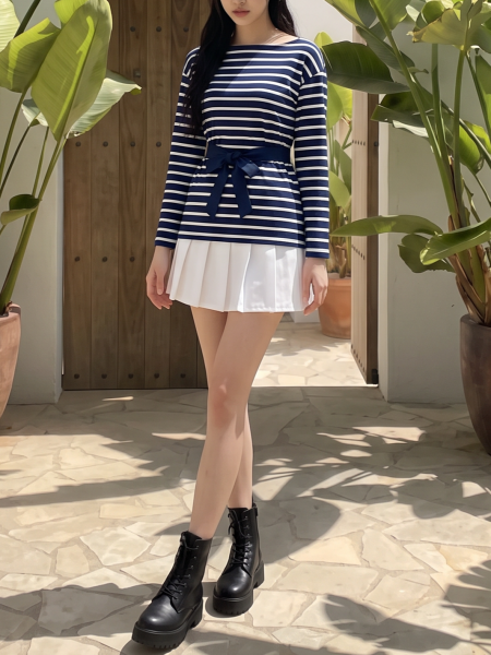 Horizontal Stripes Long Sleeves Tee