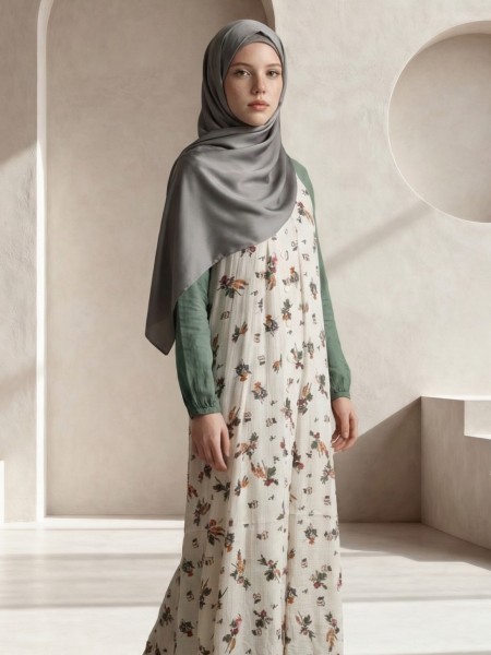 ELITE EID Asih Flower Print Gamis