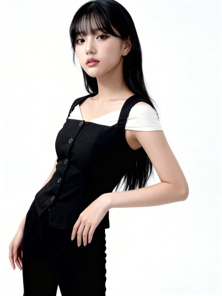 Off Shoulder Lining Square Neck Top