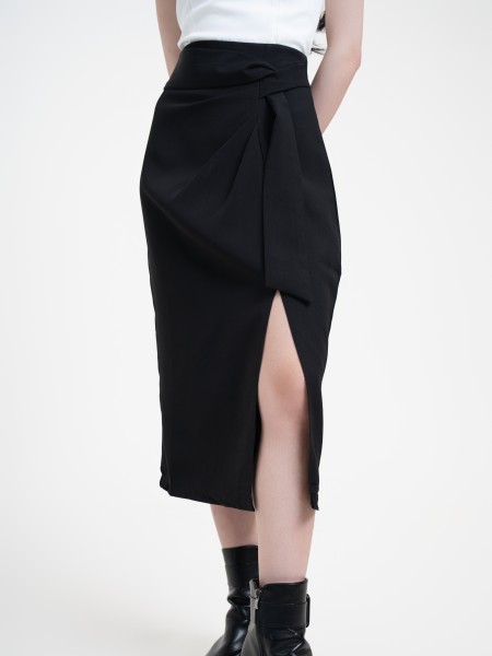 SMARTEN FRONT LOOP HOLE MIDI SKIRT
