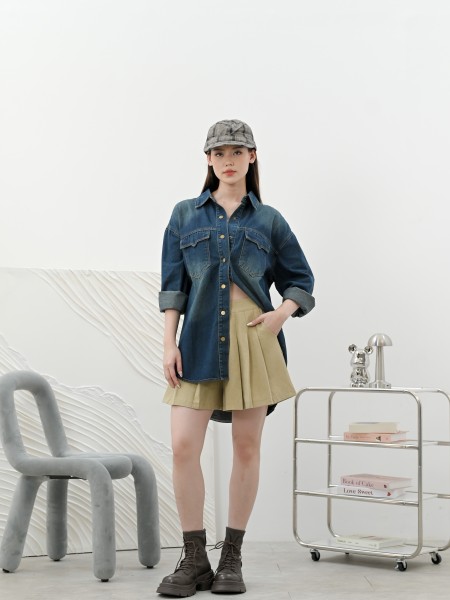 SMARTEN ZIPPED UP JACKET DENIM