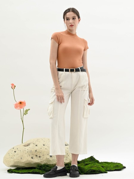 White Lexie Side Pocket Cargo Pants 