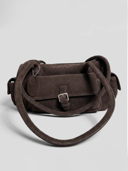 'OZARA' Multipocket GenuineLeatherSuedeShoulderBag