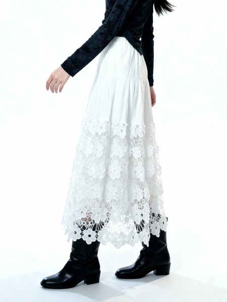 Megan Bottom Eyelet Embroidery Long Skirt