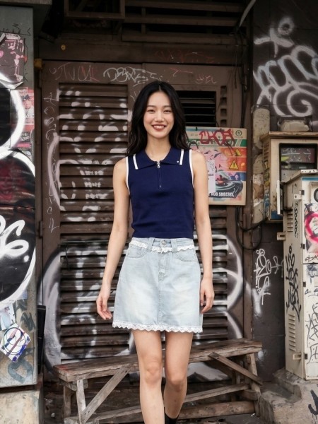 JR NRC Zip Up Knit Paddle Top