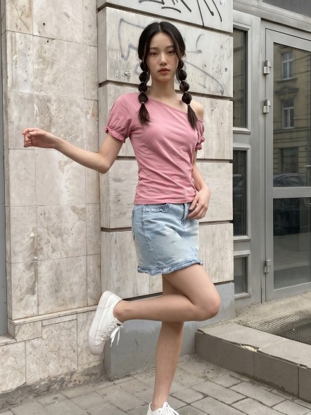 JR CORE NRC Off Shoulder Elastic Sleeves Tee
