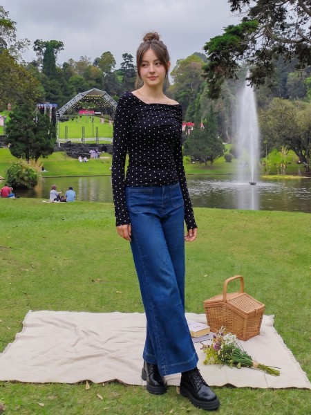 PG Polkadot Off Shoulder Overlap Tee