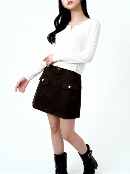00 JR Suede Double Front Pocket Skort RO2
