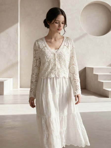 EID Sunflower Button Crochet Cardigan