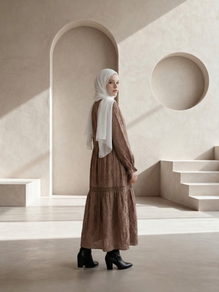 EID Tiered Embroidery Maxi Dress