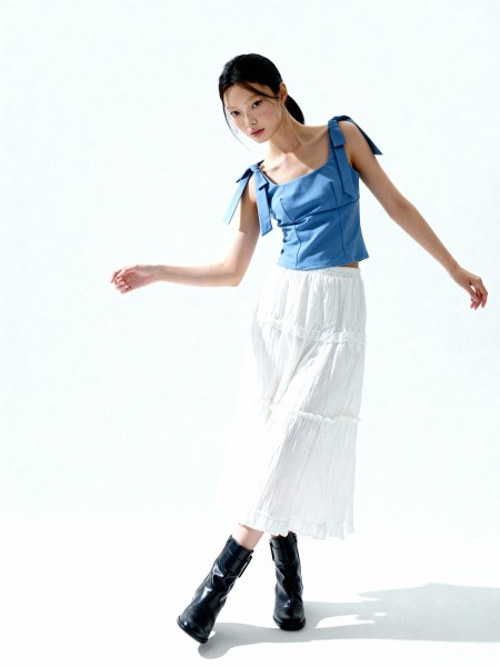 Maddie Shoulder Ribbon Square Neck Top